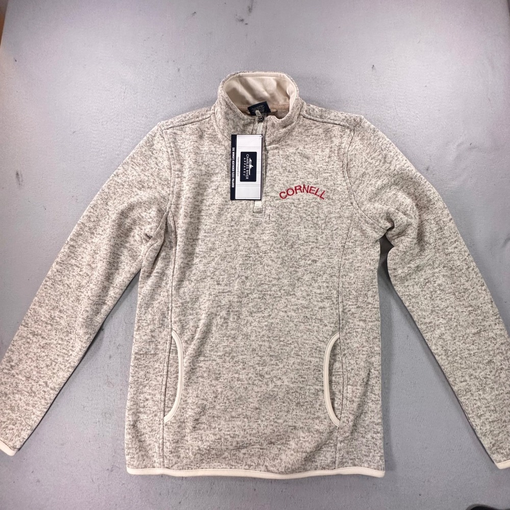 NWT Cornell University Heathered Fleece Pullover Oatmeal M Charles River Apparel